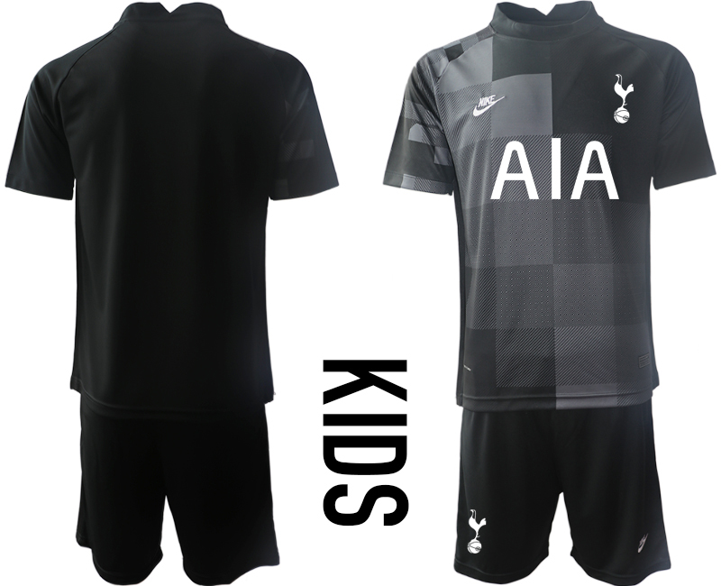 Youth 2021-2022 Club Tottenham black goalkeeper blank Nike Soccer Jersey